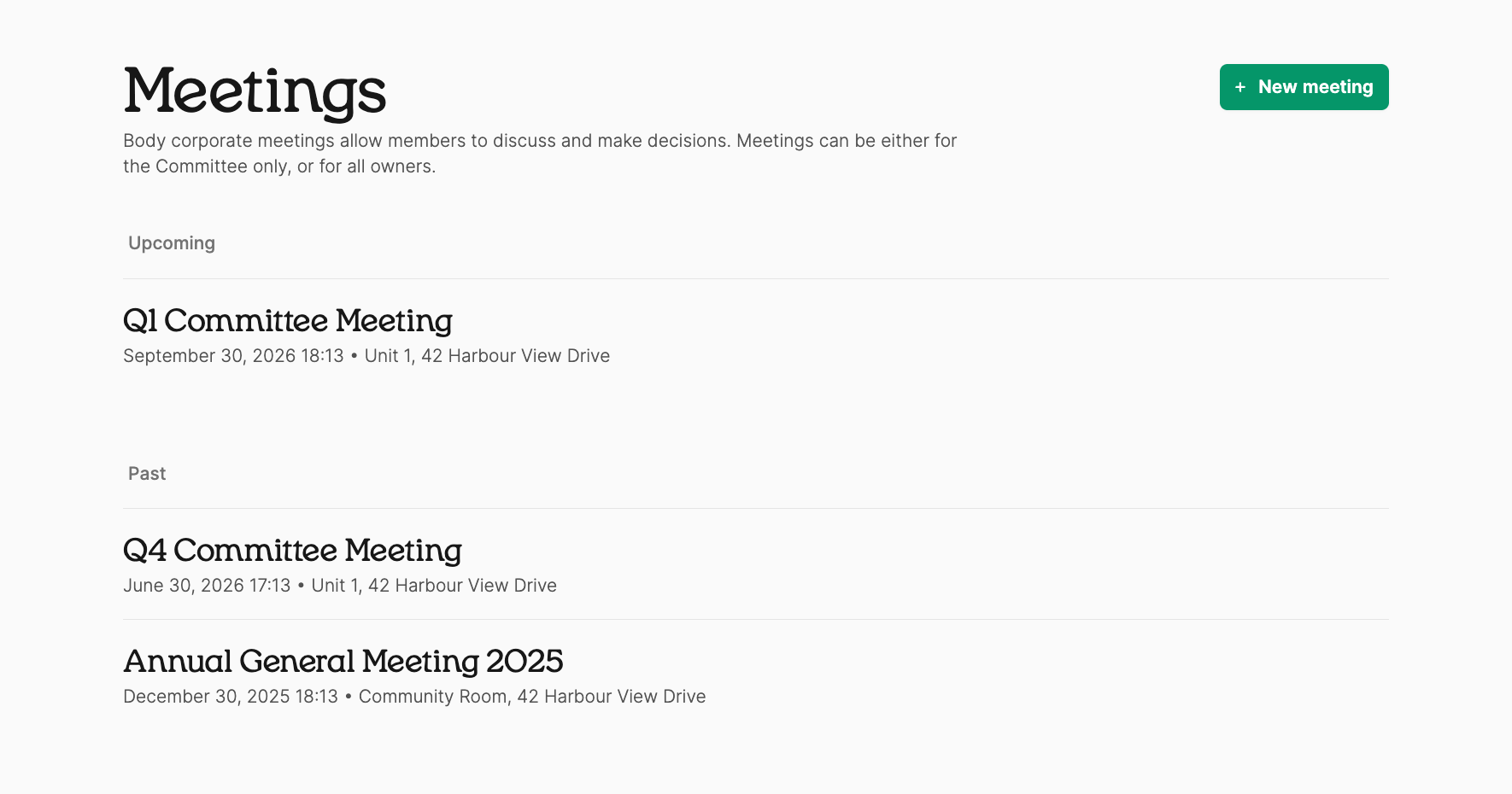 Meetings in Quarter